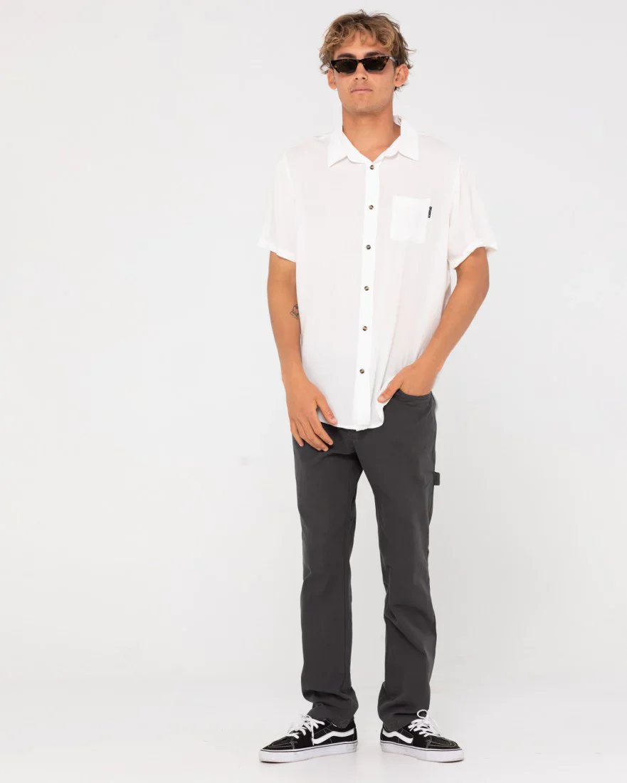 RUSTY Razor Blade Short Sleeve Rayon Shirt - White - Image 6