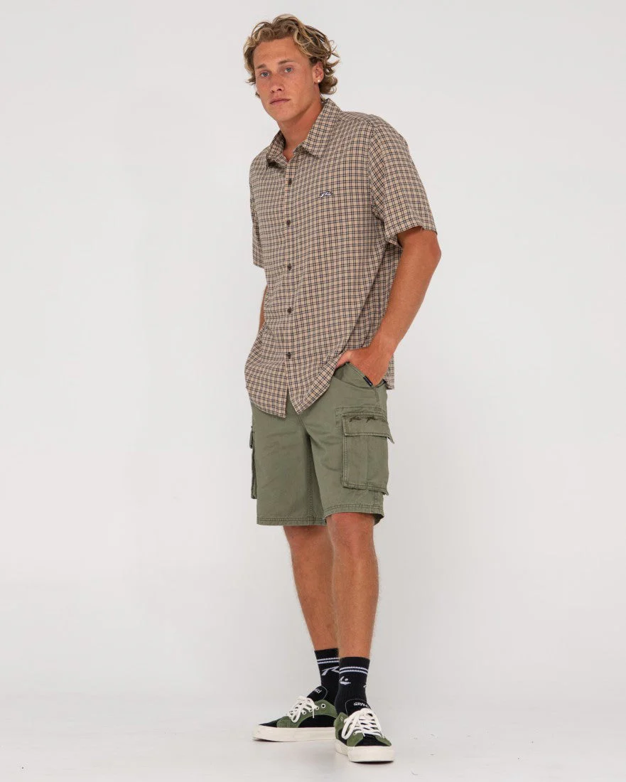 RUSTY Safari Vintage Wash Cargo Short - Army Green