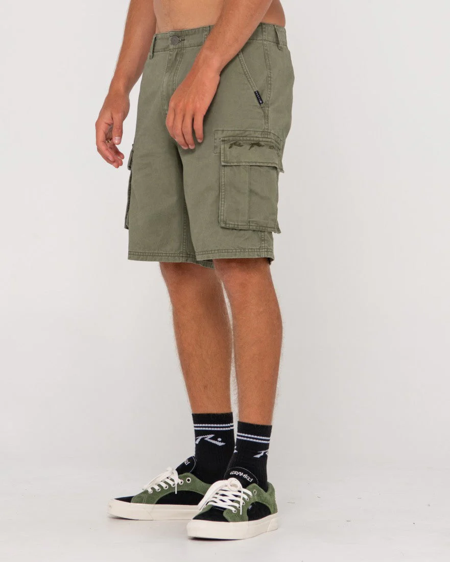 RUSTY Safari Vintage Wash Cargo Short - Army Green - Image 3
