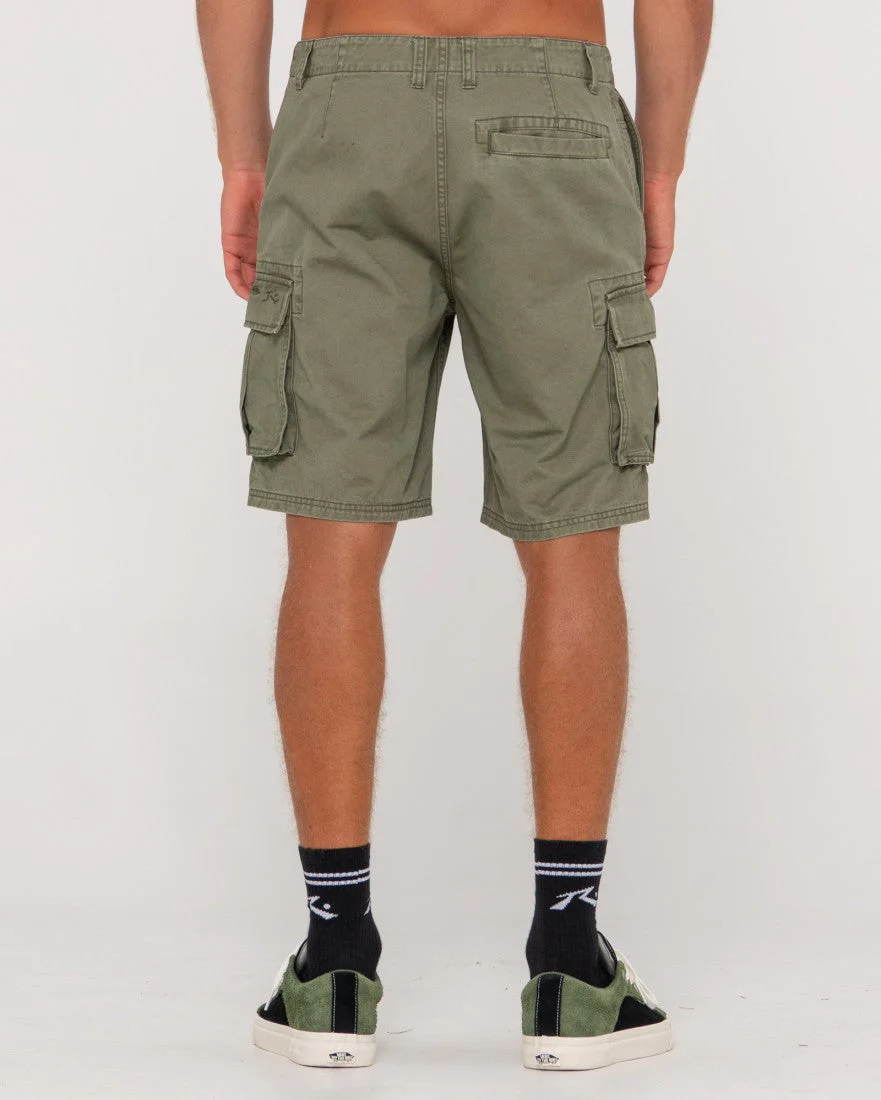 RUSTY Safari Vintage Wash Cargo Short - Army Green - Image 7