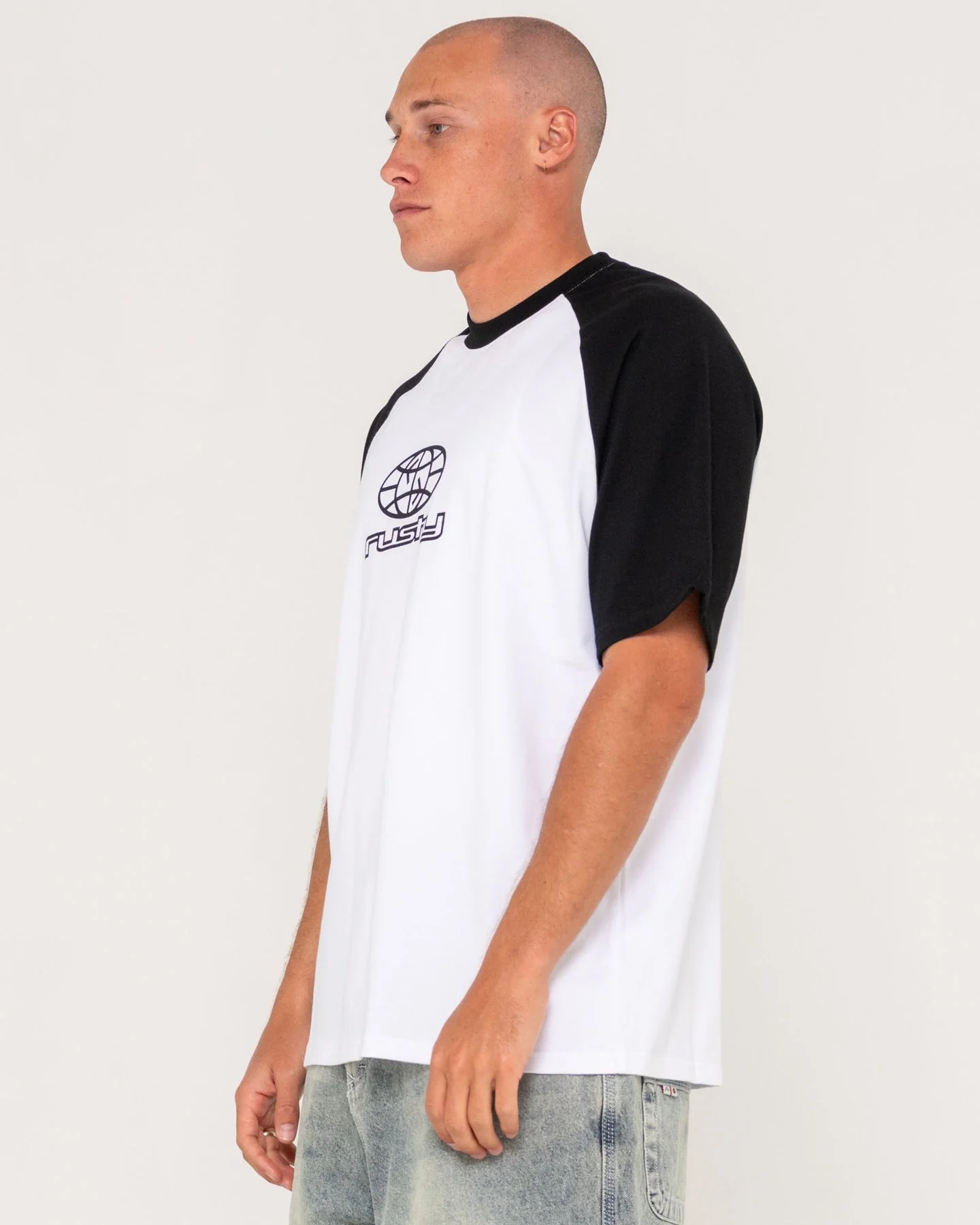 RUSTY Wagwan Raglan Graphic Tee - White - Image 5