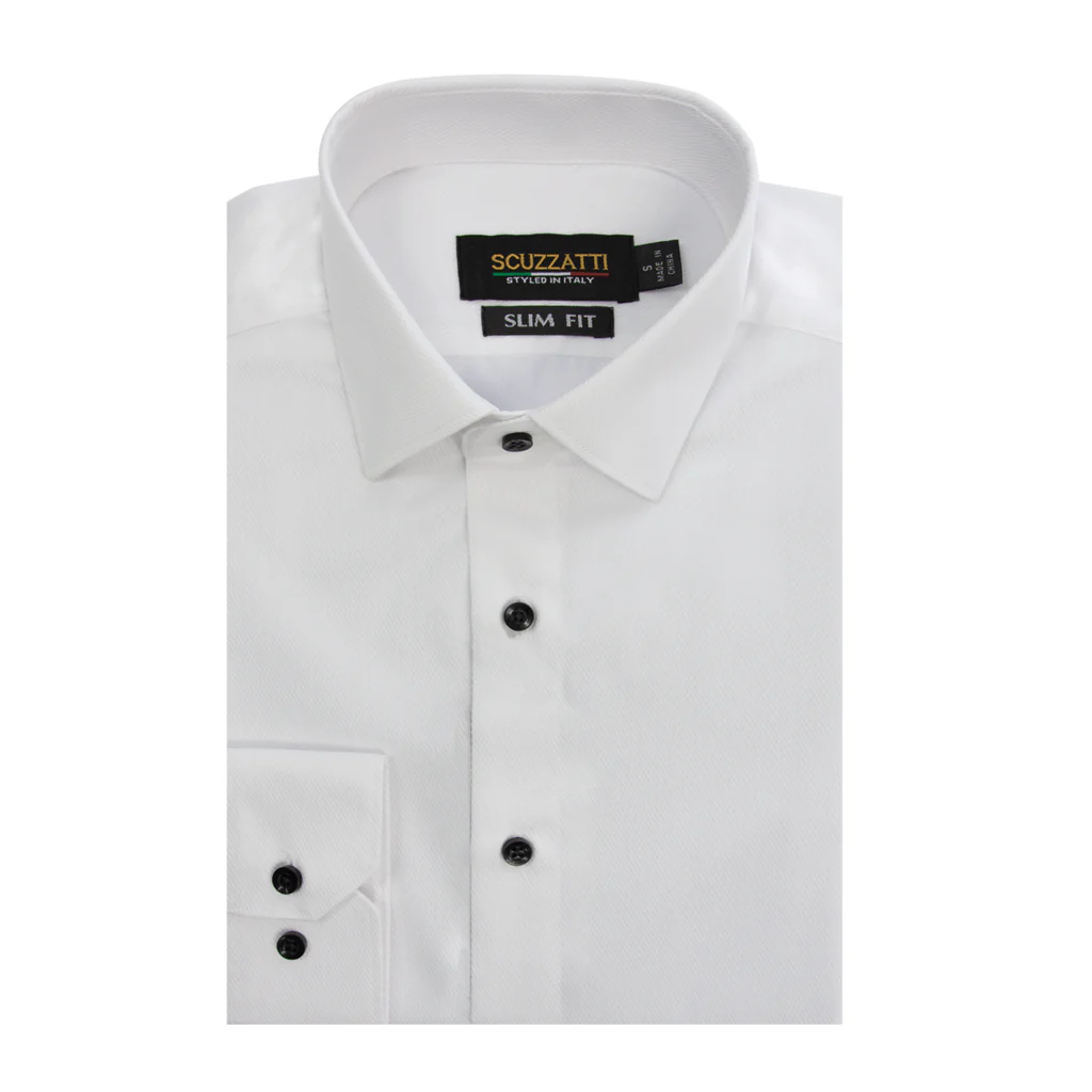 SCUZZATTI 1636 Levi Fine Twill Long Sleeve Shirt - White