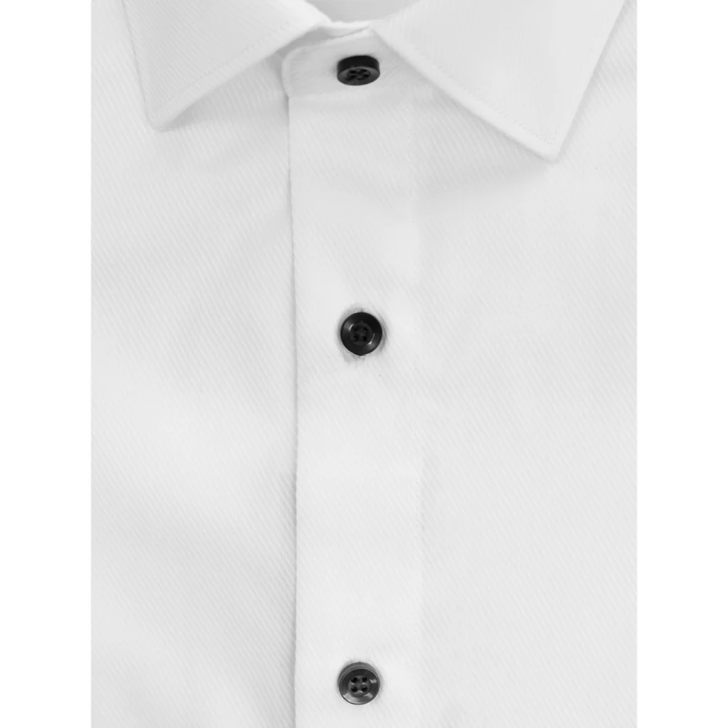 SCUZZATTI 1636 Levi Fine Twill Long Sleeve Shirt - White - Image 2