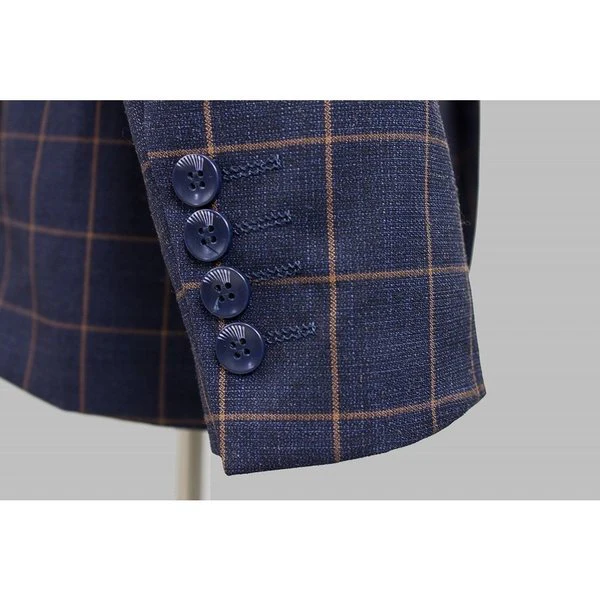 Scuzzatti 2241 Wool Blend 2 Piece Plaid Suit - Navy - Image 2
