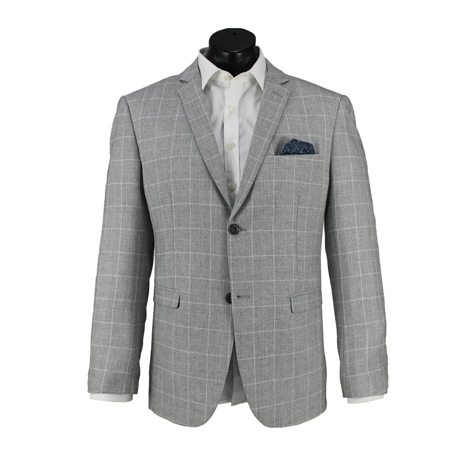 Scuzzatti 2932 Wool Blend Check 2 Piece Suit - Silver