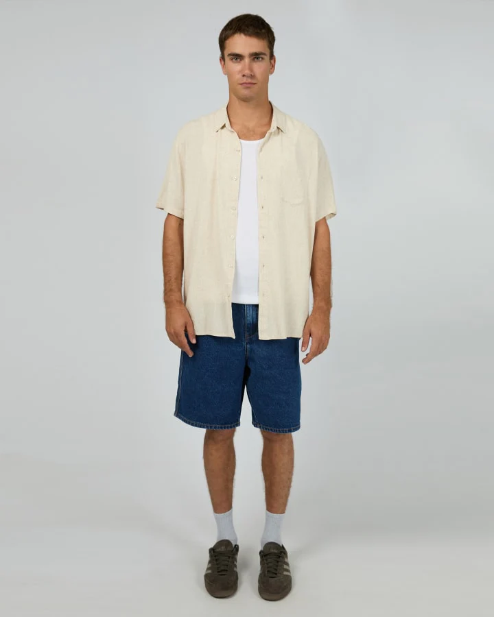 SILENT THEORY 40X0185 LINEN SS SHIRT - Natural - Image 3