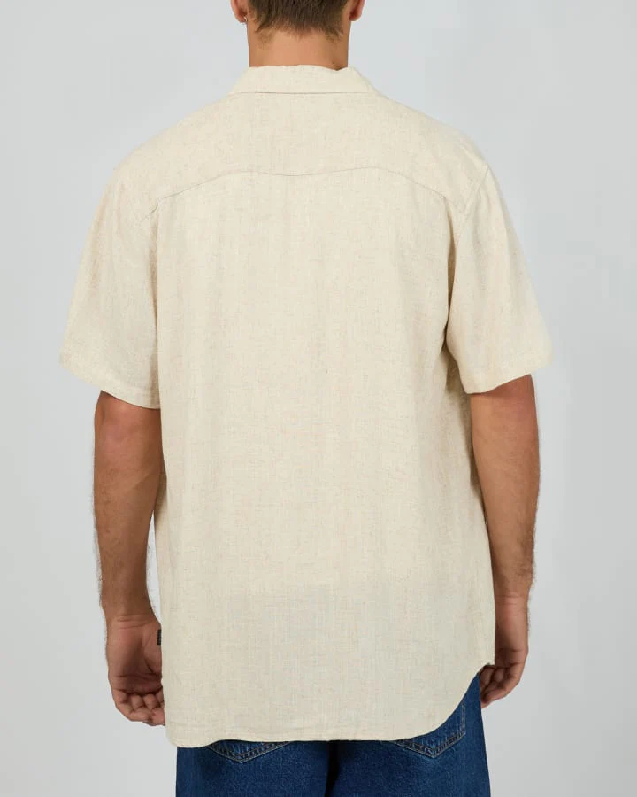 SILENT THEORY 40X0185 LINEN SS SHIRT - Natural - Image 4