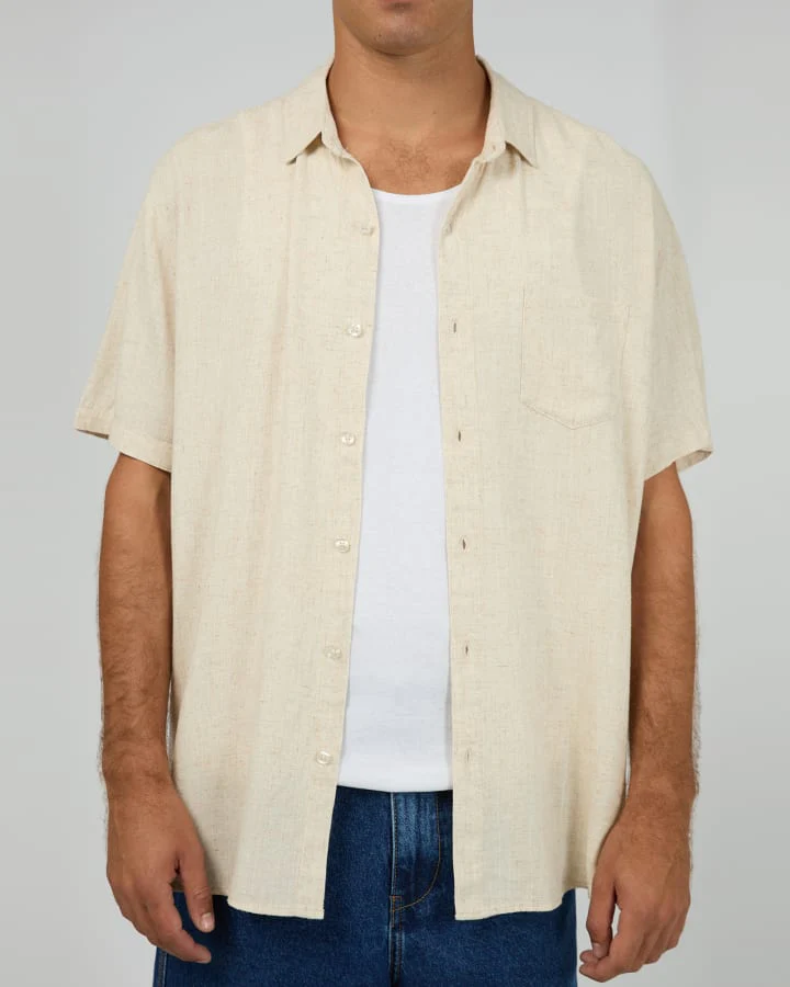 SILENT THEORY 40X0185 LINEN SS SHIRT - Natural - Image 6