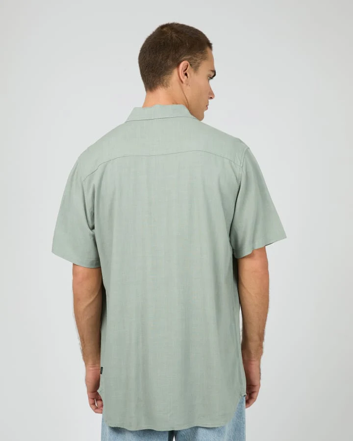 SILENT THEORY 40X0185 Textured Linen S/S Shirt - Green - Image 6