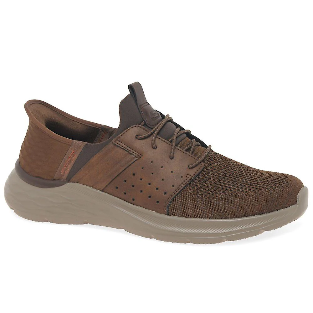 SKECHERS GARNER NEWICK 210803 Slip-Ins Relaxed Fit -&nbsp;DARK BROWN / SYNTHETIC