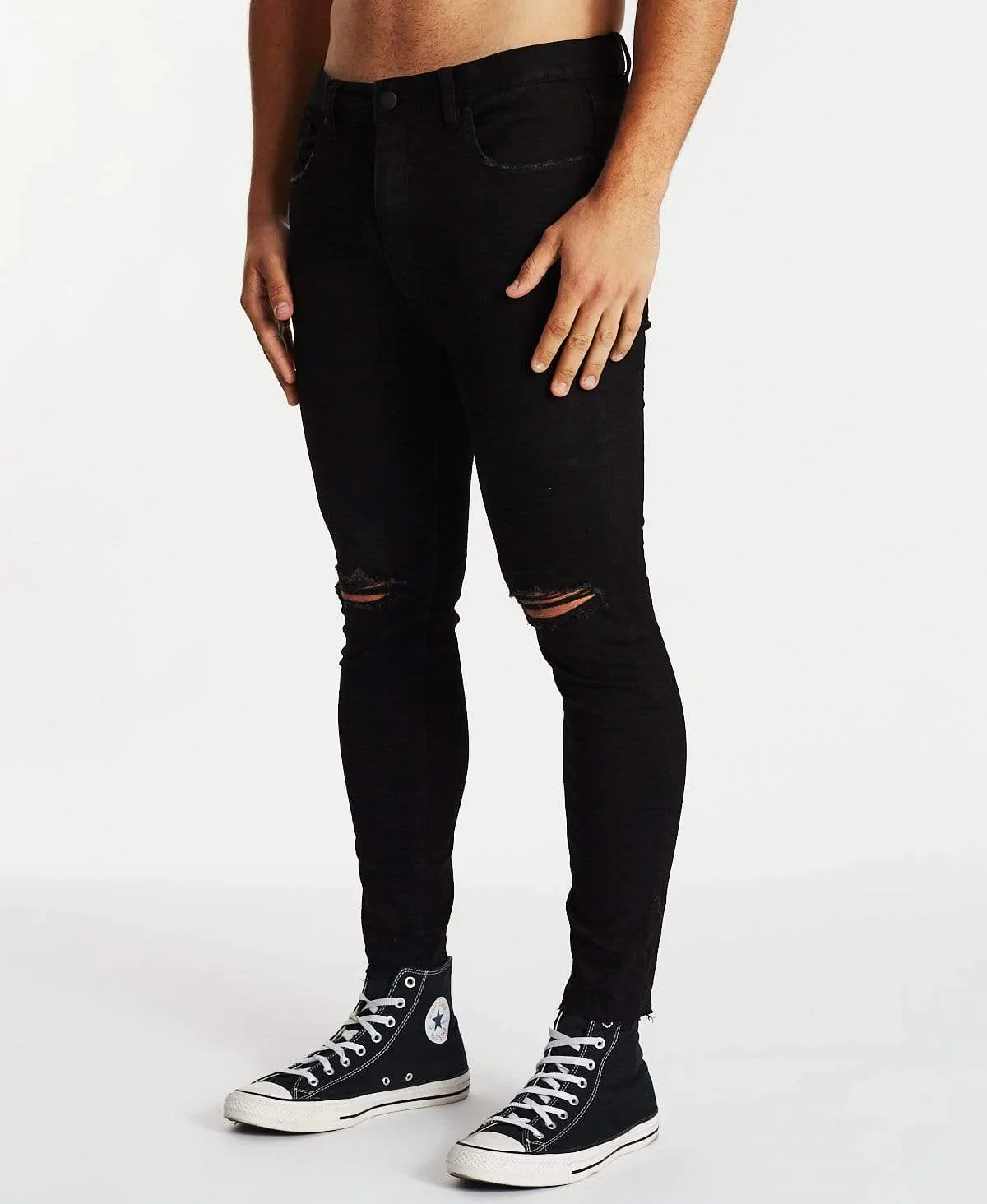 SUSHI RADIO Hacksaw Cropped Skinny Jean - Washed Black - Image 3