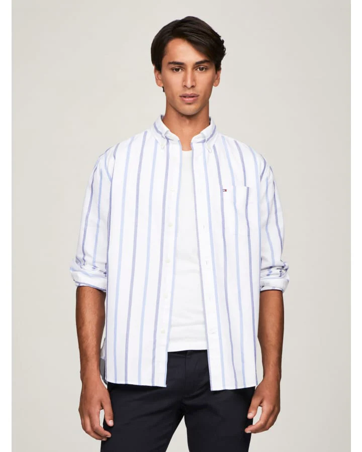 TOMMY HIFIGER MW0MW37299_0A5 OXFORD SPACED OUT STP SHIRT - Desert Sky/Dark Magma