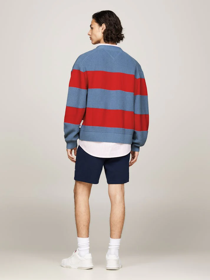 TOMMY HILFIGER DM0DM18875 Textured Knit Stripe Cardigan - Charmed/Deep Crims - Image 3