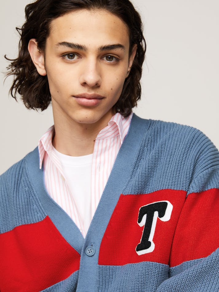 TOMMY HILFIGER DM0DM18875 Textured Knit Stripe Cardigan - Charmed/Deep Crims - Image 4