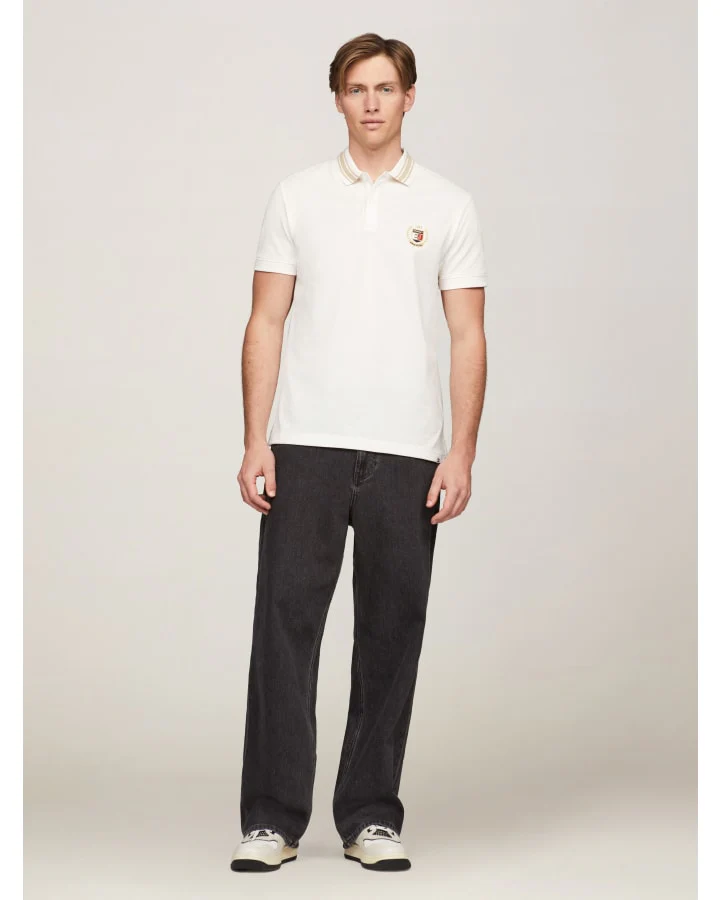 TOMMY HILFIGER DM0DM19624_YBH Regular Varsity Polo - Ancient White - Image 3