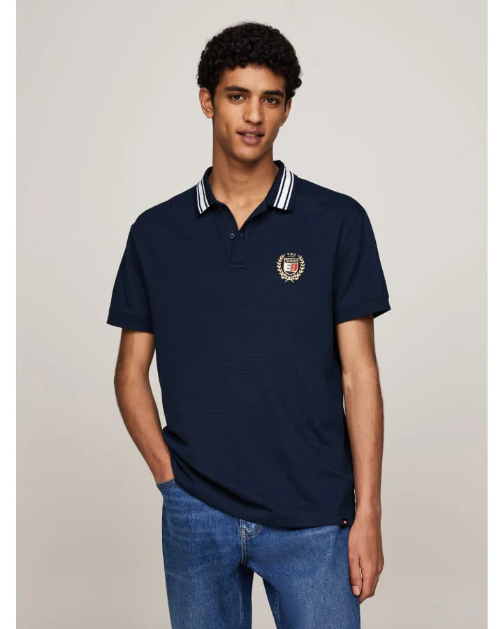 TOMMY HILFIGER DM0DM19624_YBH Regular Varsity Polo - Dark Night Navy - Image 2