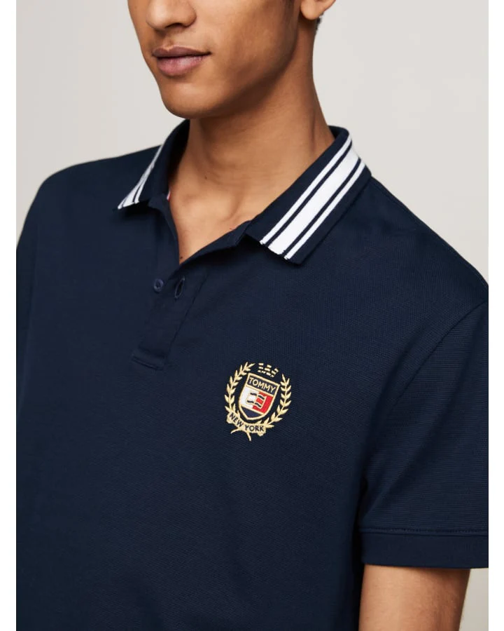 TOMMY HILFIGER DM0DM19624_YBH Regular Varsity Polo - Dark Night Navy - Image 3