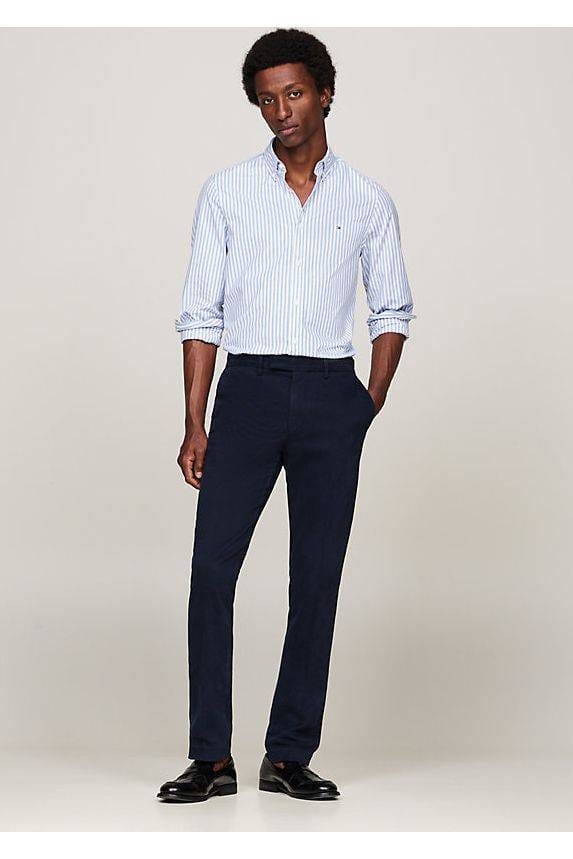 TOMMY HILFIGER MW0MW34573_0A5 Flex Stripe Poplin Slim Shirt - Vessel Blue/OP White - Image 3