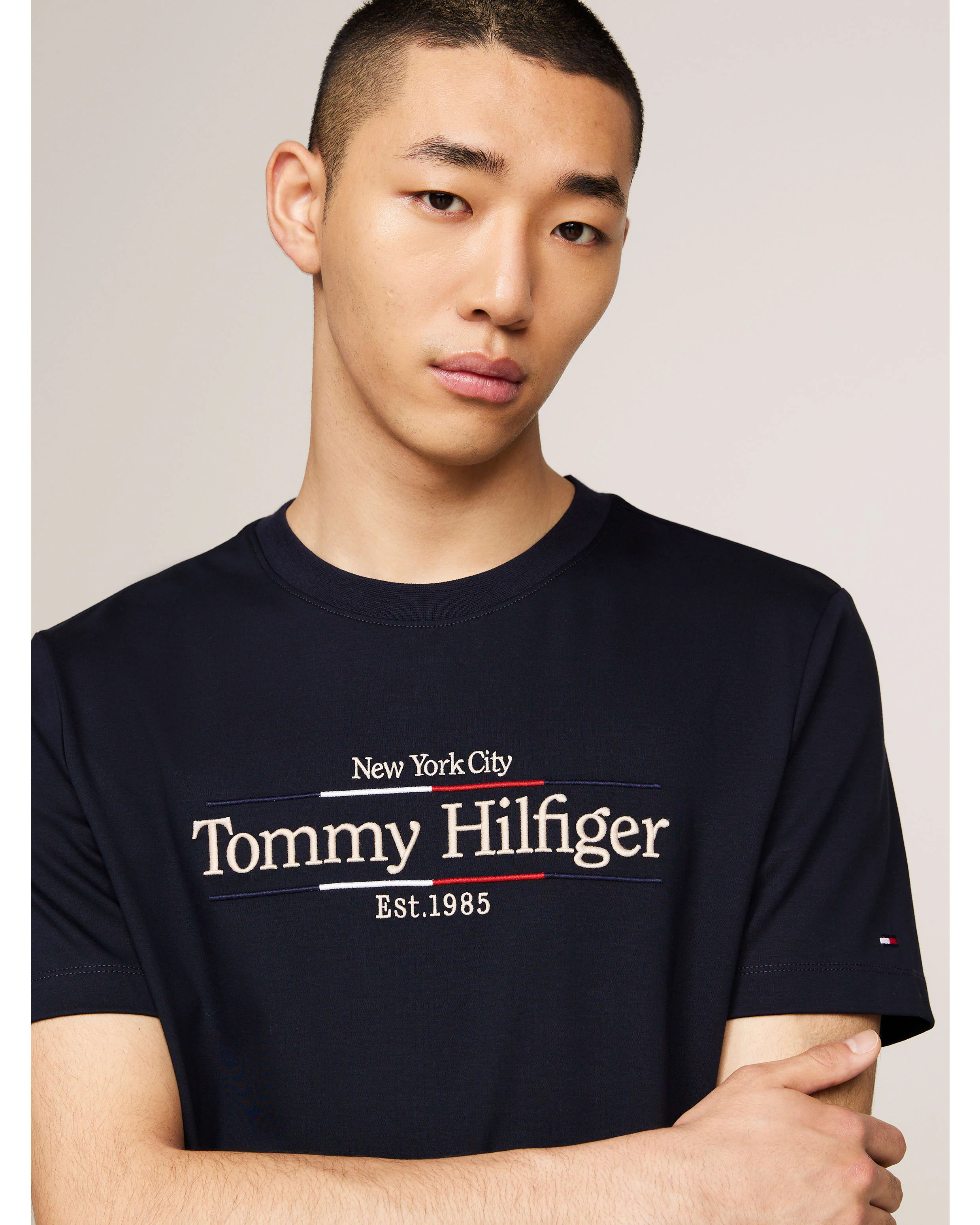 TOMMY HILFIGER MW0MW36209_DW5 Logo Embroidery Interlock Tee - Desert Sky - Image 3
