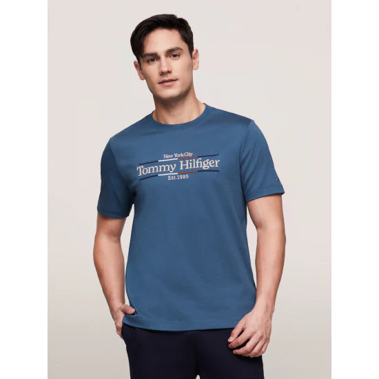 TOMMY HILFIGER MW0MW36209_DBZ Logo Embroidery Interlock Tee - Aegean Sea