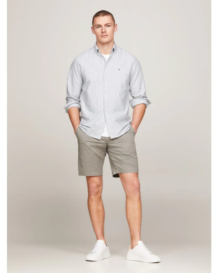 TOMMY HILFIGER MW0MW36238_0CI Heritage Stripe Regular Fit Oxford Shirt - Ornamental Greenoptic White - Image 2