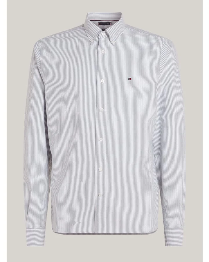 TOMMY HILFIGER MW0MW36238_0CI Heritage Stripe Regular Fit Oxford Shirt - Ornamental Greenoptic White - Image 4