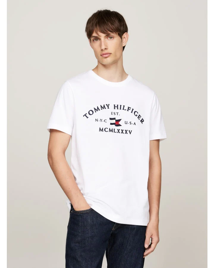 TOMMY HILFIGER MW0MW36454_YBR NAUTICAL ARCH TEE - White