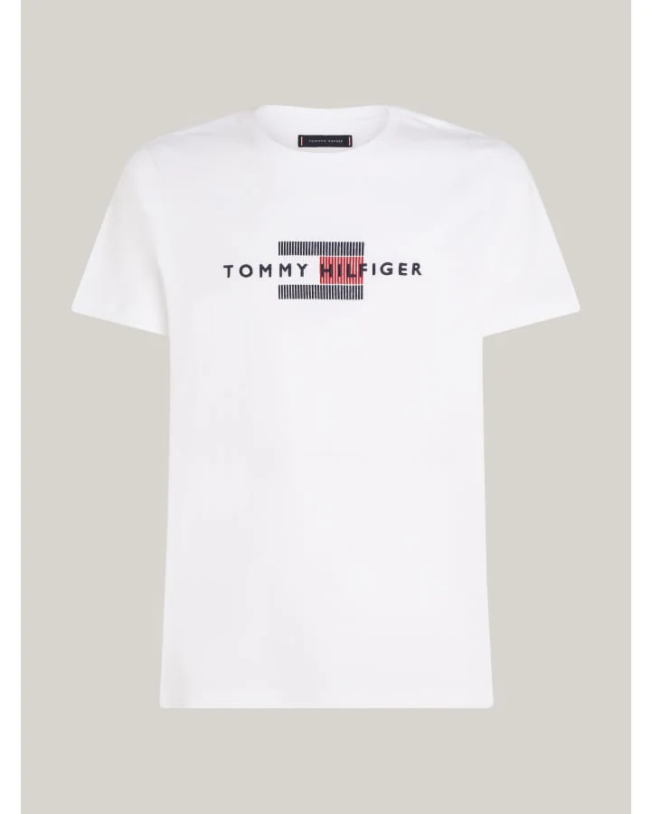 TOMMY HILFIGER MW0MW36455_YBR&nbsp;HILFIGER FLAG EMBRO TEE - White - Image 4