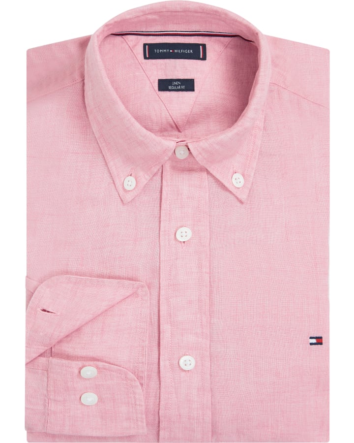 TOMMY HILFIGER MW0MW36887_TOJ IC PIGMENT DYED LINEN RF SHIRT - Romantic Pink - Image 3
