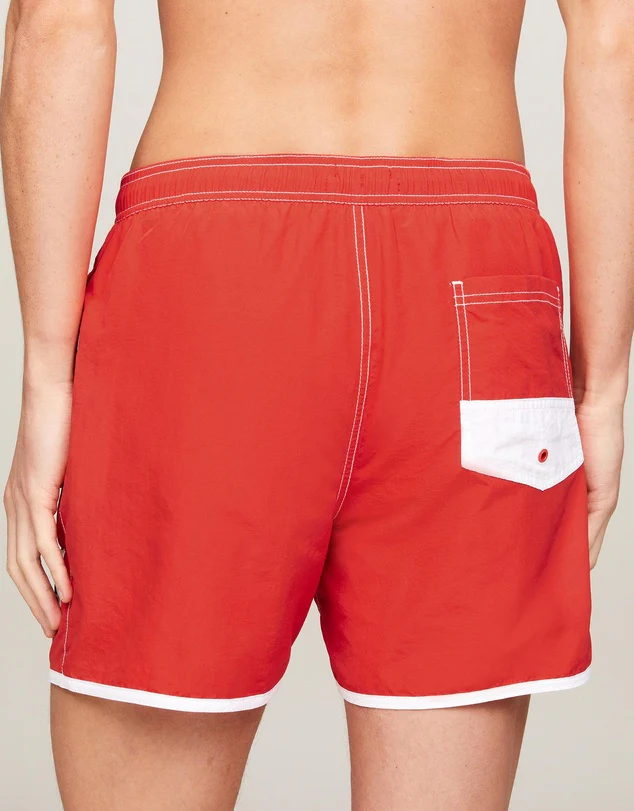 TOMMY HILFIGER UM0UM03149_XM9 Contrast Mid Length Slim Swim Shorts - Hot Heat - Image 4