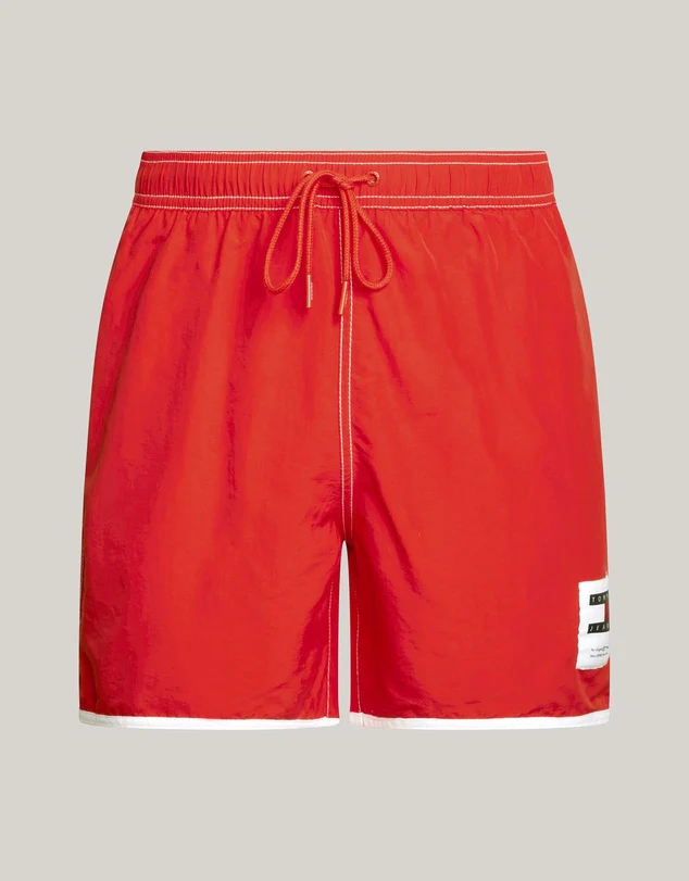 TOMMY HILFIGER UM0UM03149_XM9 Contrast Mid Length Slim Swim Shorts - Hot Heat - Image 5