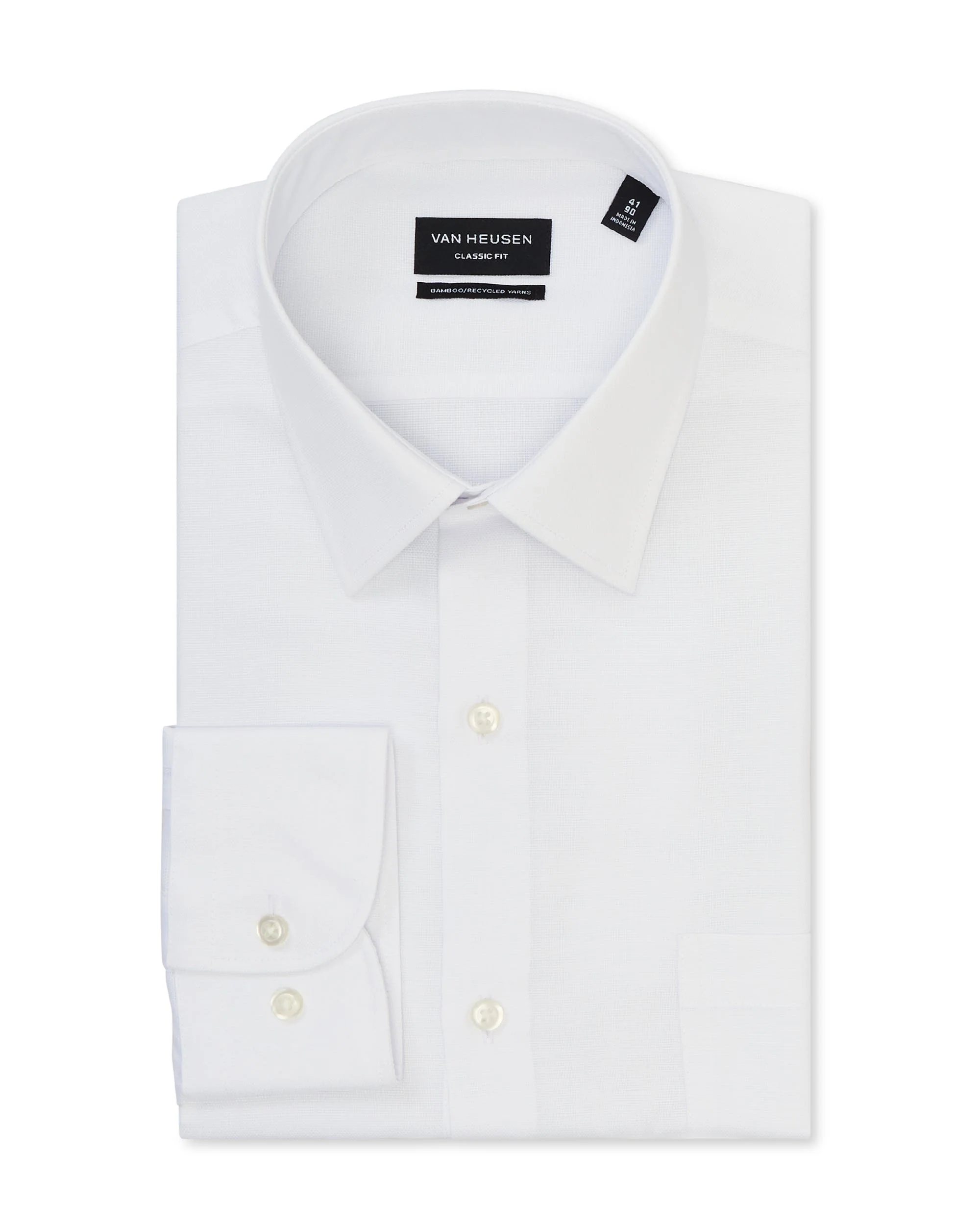 Van Heusen VCSP011I_R Textured WASH-N-WEAR SHIRT - Classic Fit White