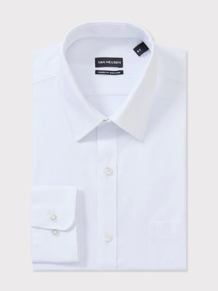VAN HEUSEN VFLM81U_R Dobby Textured L/S Business Shirt - White - Image 2