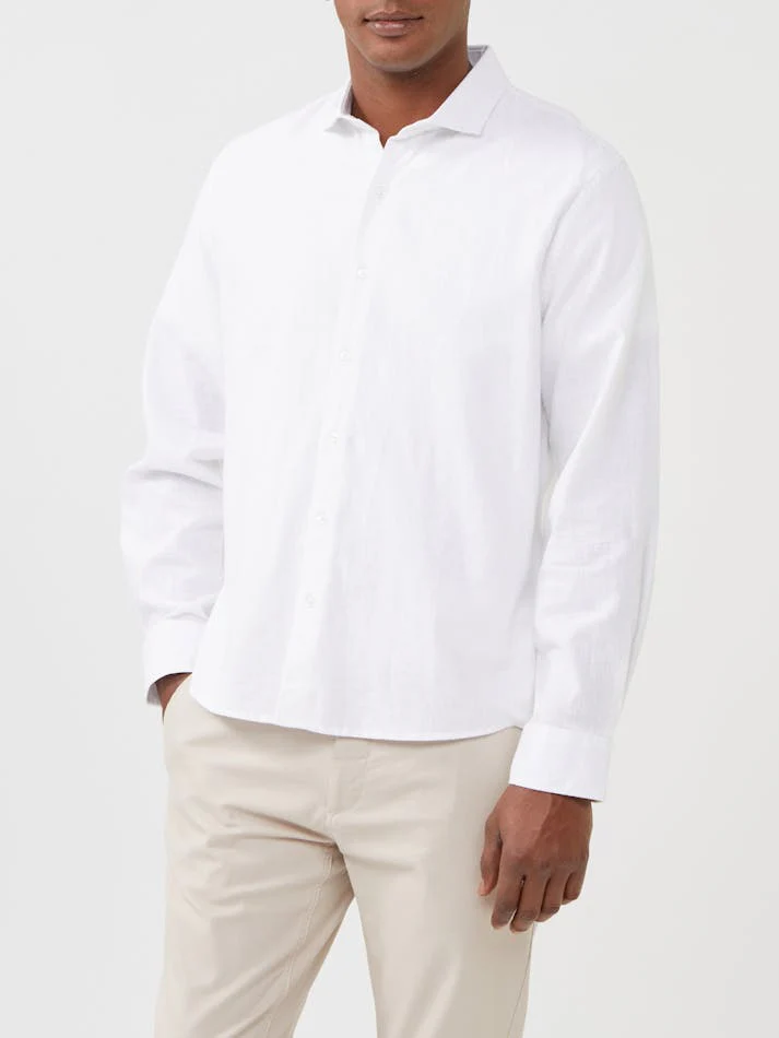 VAN HEUSEN VNS125Q_B Linen Blend Shirt - White - Image 2