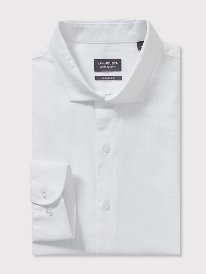 VAN HEUSEN VNS125Q_B Linen Blend Shirt - White - Image 4