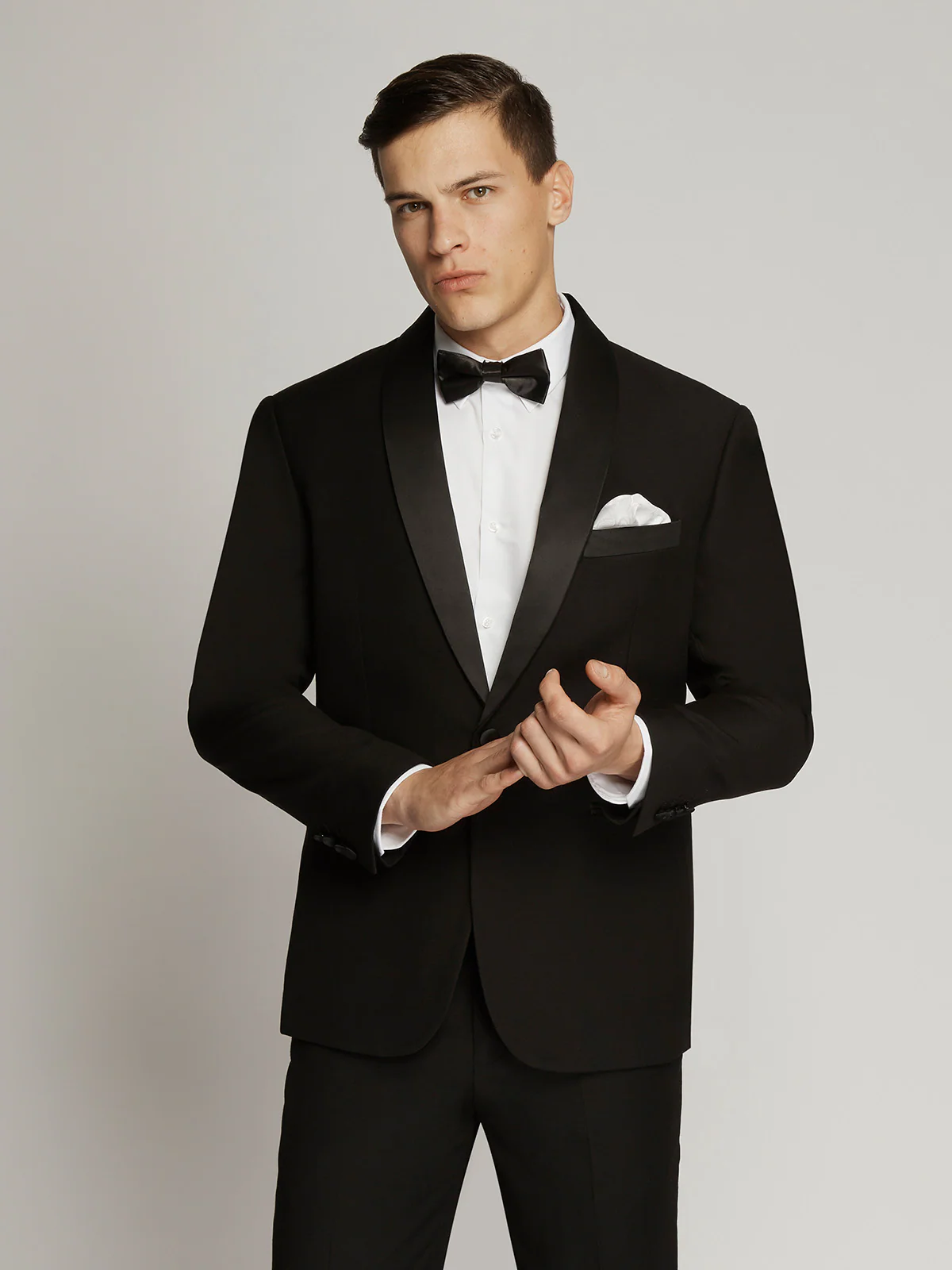 VARCE Heston 3208 Fine Twill Plain Shawl Lapel Jacket - Black - Image 3