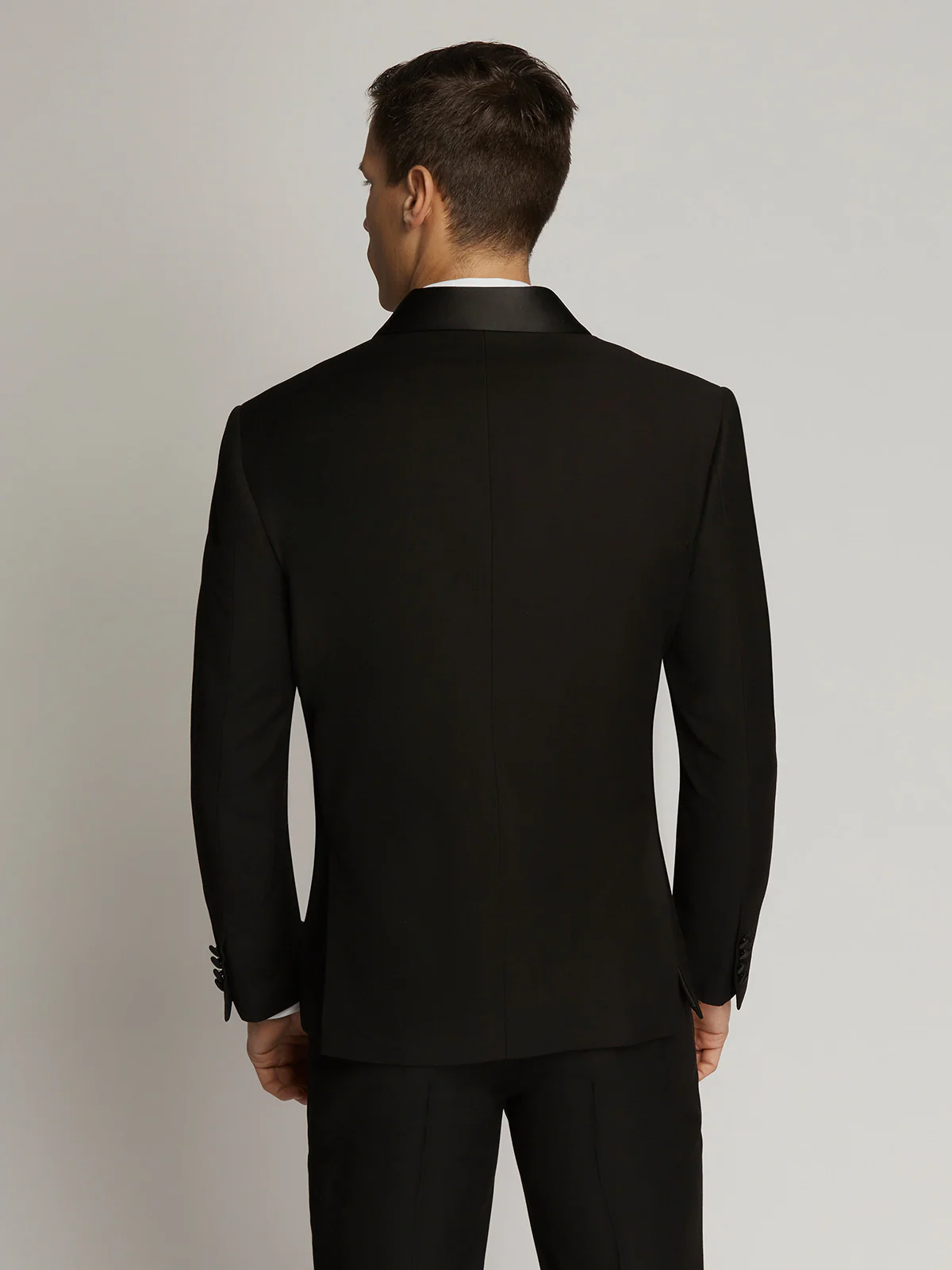VARCE Heston 3208 Fine Twill Plain Shawl Lapel Jacket - Black - Image 4
