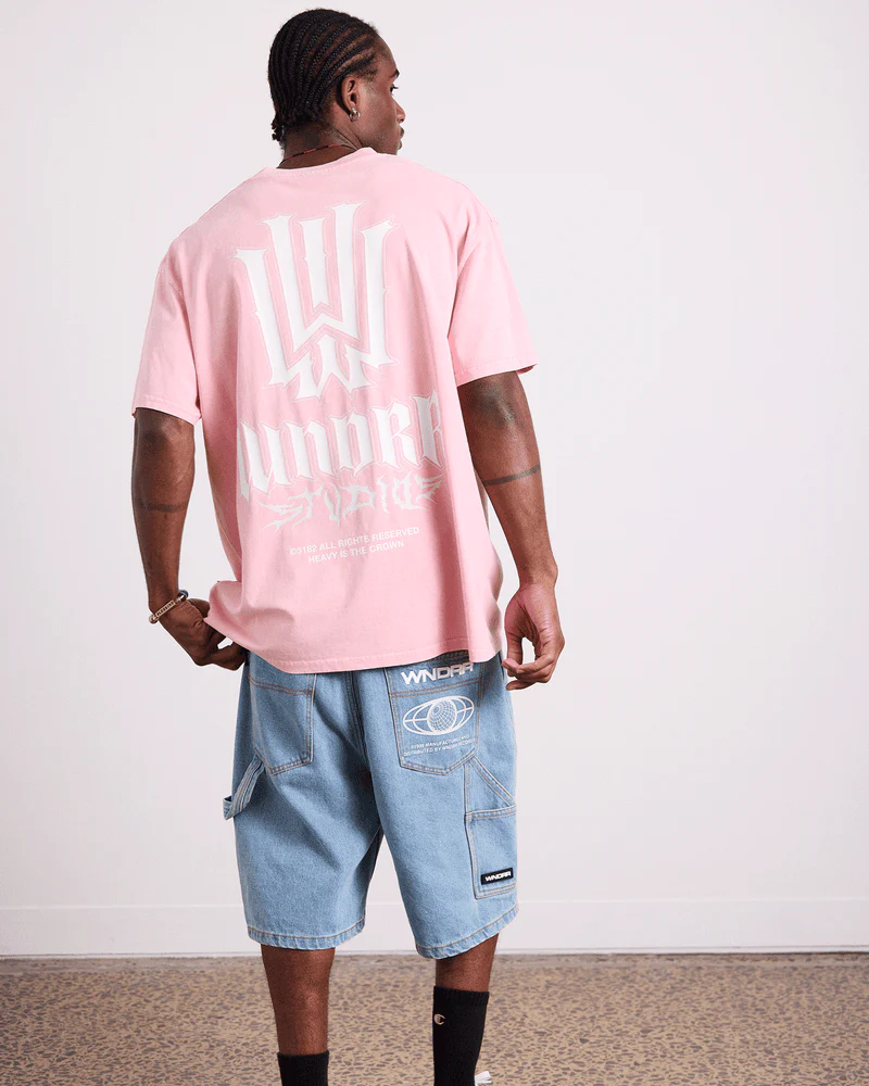 WNDRR BLEACH BOX FIT TEE - WASHED PINK - Image 3