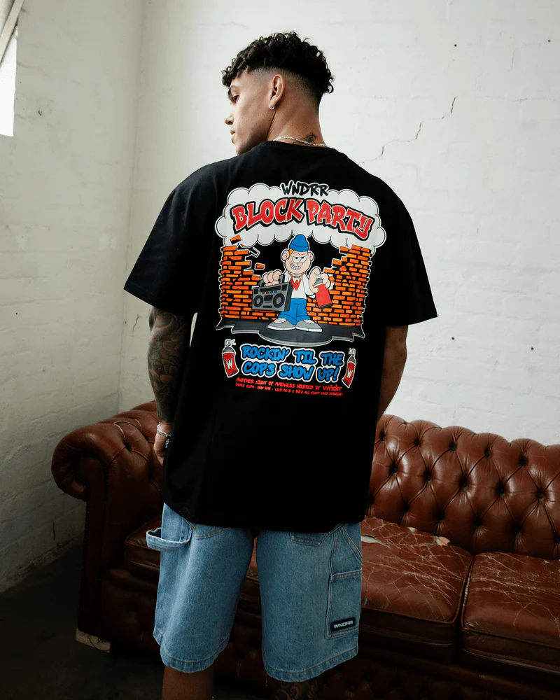 WNDRR BLOCK PARTY BOX FIT TEE - Black - Image 2