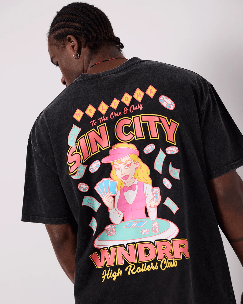 WNDRR Sin City Box Fit Tee - Washed Black