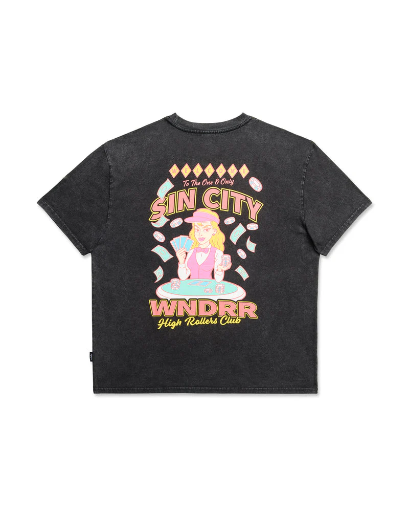 WNDRR Sin City Box Fit Tee - Washed Black - Image 3