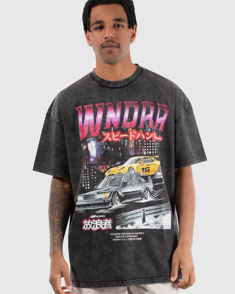 WNDRR SPEEDHUNTER VINTAGE FIT TEE - Washed Black - Image 3