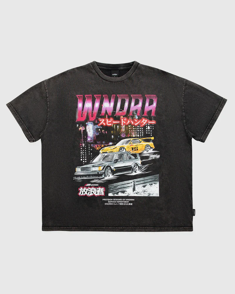 WNDRR SPEEDHUNTER VINTAGE FIT TEE - Washed Black - Image 4