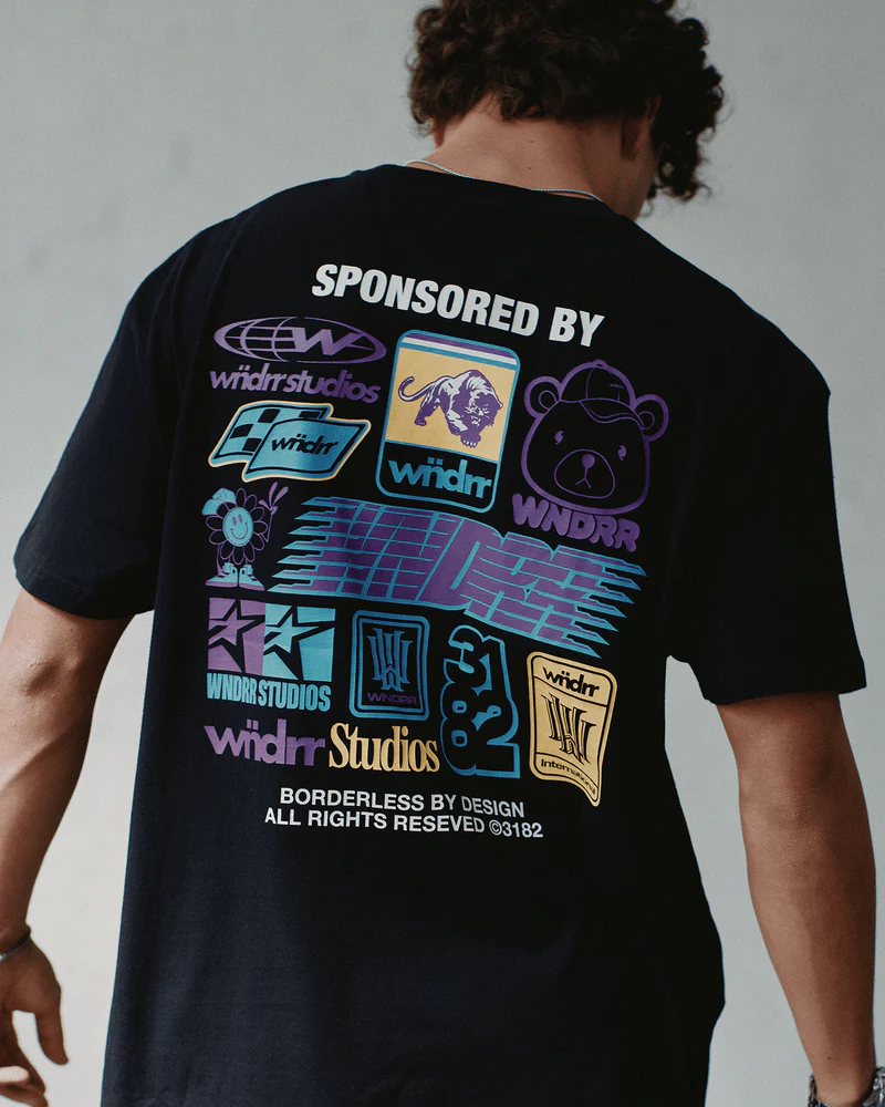 WNDRR SPONSORED BOX FIT TEE - BLACK