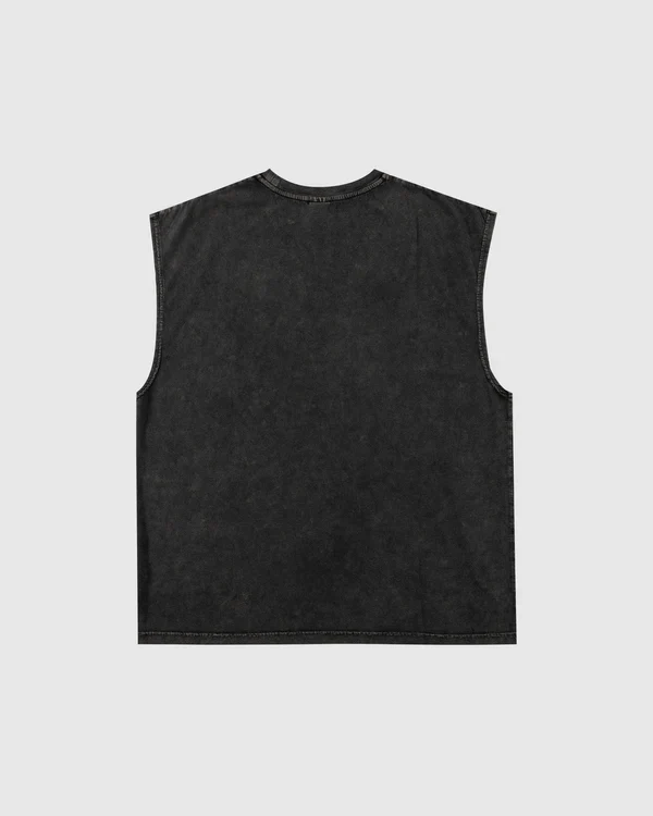 wndrr TARMAC VINTAGE MUSCLE TOP - Washed Black - Image 3