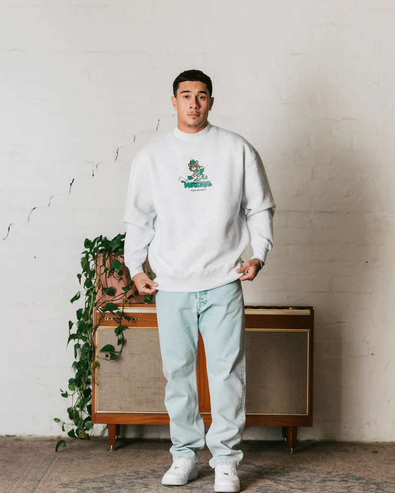 WNDRR Top Shelf Crew Sweat- White Marle - Image 2