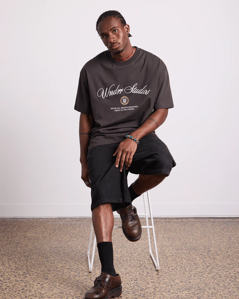 WNDRR VITA NOVA BOX FIT TEE - FADED BLACK - Image 3