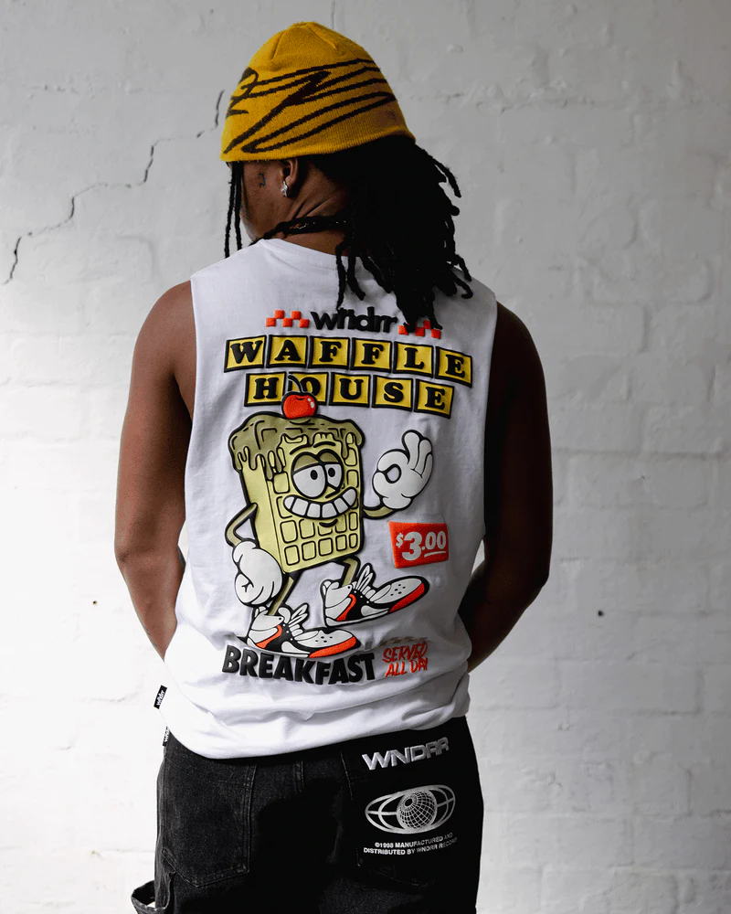 WNDRR WAFFLE HOUSE MUSCLE TOP - WHITE