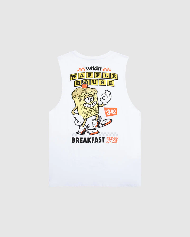 WNDRR WAFFLE HOUSE MUSCLE TOP - WHITE - Image 3
