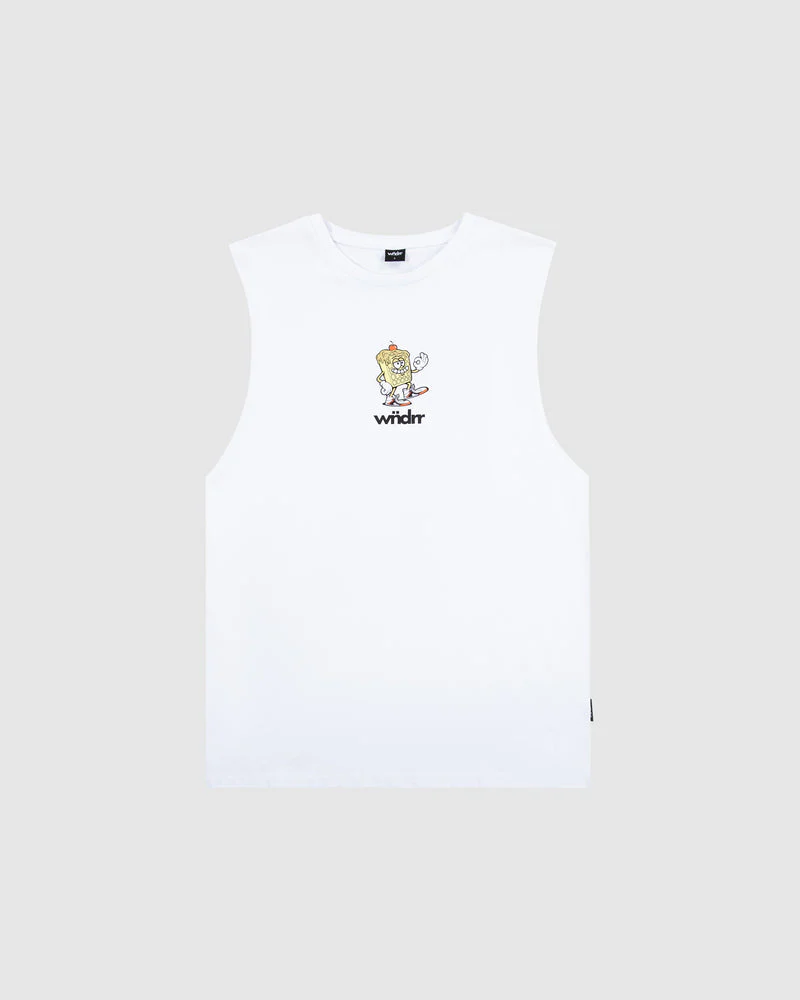 WNDRR WAFFLE HOUSE MUSCLE TOP - WHITE - Image 4